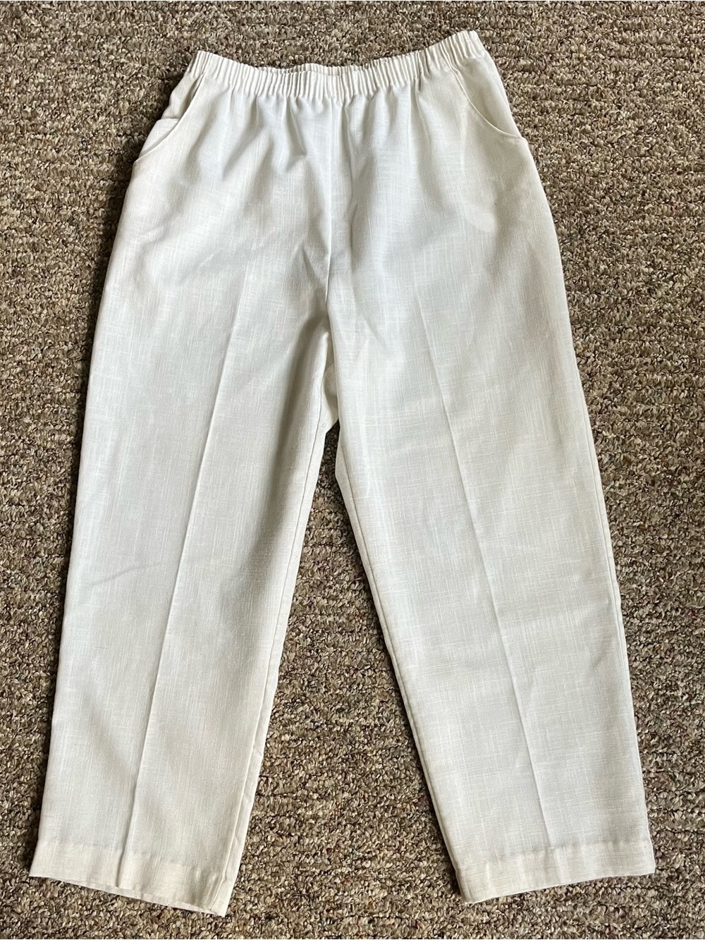 Blair Women's Cream Straight-Leg Elastic-Waist Pants